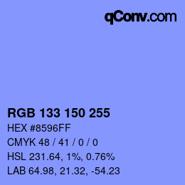 颜色代码: RGB 133 150 255 | qconv.com