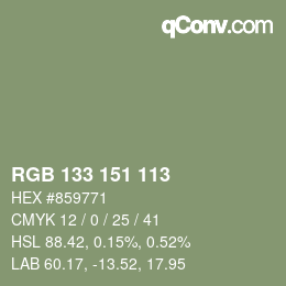 Color code: RGB 133 151 113 | qconv.com