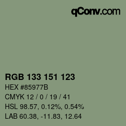 Color code: RGB 133 151 123 | qconv.com