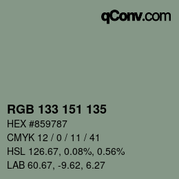 Color code: RGB 133 151 135 | qconv.com