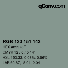 Color code: RGB 133 151 143 | qconv.com