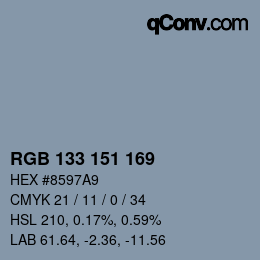 Color code: RGB 133 151 169 | qconv.com