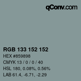 Código de color: RGB 133 152 152 | qconv.com