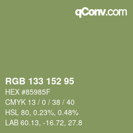 カラーコード: RGB 133 152 95 | qconv.com
