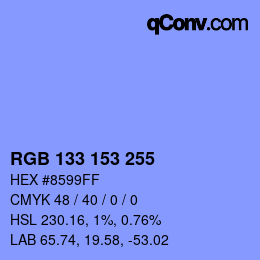 Código de color: RGB 133 153 255 | qconv.com