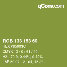 カラーコード: RGB 133 153 60 | qconv.com