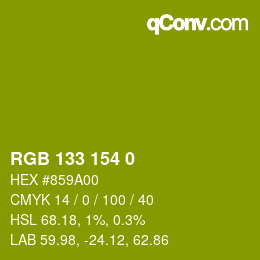 Color code: RGB 133 154 0 | qconv.com