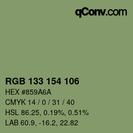 Código de color: RGB 133 154 106 | qconv.com