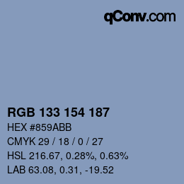 Color code: RGB 133 154 187 | qconv.com