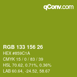 Color code: RGB 133 156 26 | qconv.com