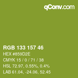 Color code: RGB 133 157 46 | qconv.com