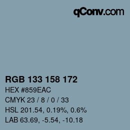 Color code: RGB 133 158 172 | qconv.com