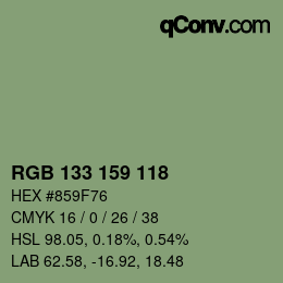 カラーコード: RGB 133 159 118 | qconv.com