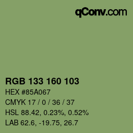 Color code: RGB 133 160 103 | qconv.com