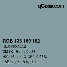 Color code: RGB 133 160 162 | qconv.com