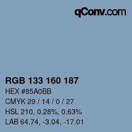 Color code: RGB 133 160 187 | qconv.com