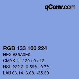 Color code: RGB 133 160 224 | qconv.com