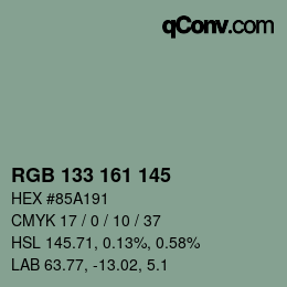 颜色代码: RGB 133 161 145 | qconv.com