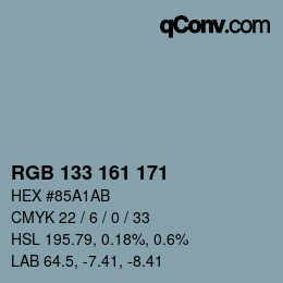 Color code: RGB 133 161 171 | qconv.com