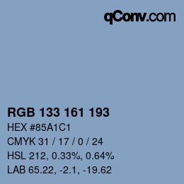 Código de color: RGB 133 161 193 | qconv.com