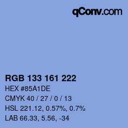 Color code: RGB 133 161 222 | qconv.com