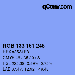 Color code: RGB 133 161 248 | qconv.com