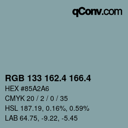 カラーコード: RGB 133 162.4 166.4 | qconv.com