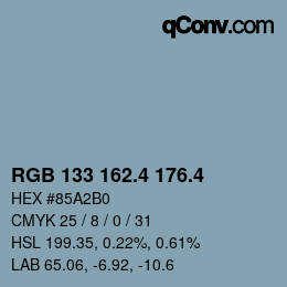 カラーコード: RGB 133 162.4 176.4 | qconv.com
