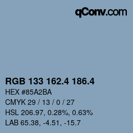 カラーコード: RGB 133 162.4 186.4 | qconv.com