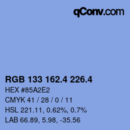 カラーコード: RGB 133 162.4 226.4 | qconv.com