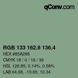 カラーコード: RGB 133 162.8 136.4 | qconv.com