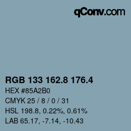 カラーコード: RGB 133 162.8 176.4 | qconv.com