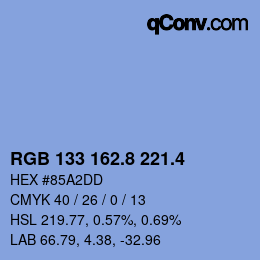 カラーコード: RGB 133 162.8 221.4 | qconv.com