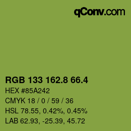 カラーコード: RGB 133 162.8 66.4 | qconv.com