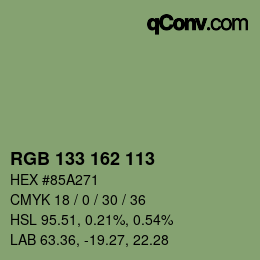 Color code: RGB 133 162 113 | qconv.com