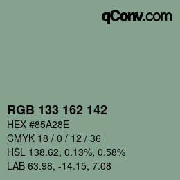 Color code: RGB 133 162 142 | qconv.com