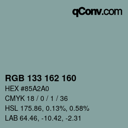 Color code: RGB 133 162 160 | qconv.com