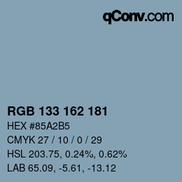 Color code: RGB 133 162 181 | qconv.com