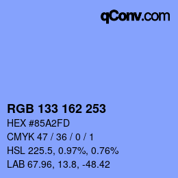 Color code: RGB 133 162 253 | qconv.com