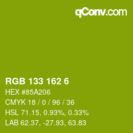 Color code: RGB 133 162 6 | qconv.com