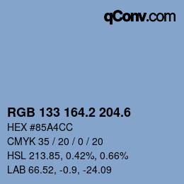 カラーコード: RGB 133 164.2 204.6 | qconv.com