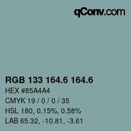 カラーコード: RGB 133 164.6 164.6 | qconv.com