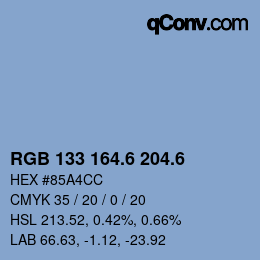 カラーコード: RGB 133 164.6 204.6 | qconv.com
