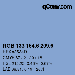 カラーコード: RGB 133 164.6 209.6 | qconv.com