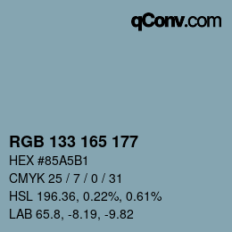 Code couleur: RGB 133 165 177 | qconv.com