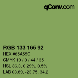 カラーコード: RGB 133 165 92 | qconv.com