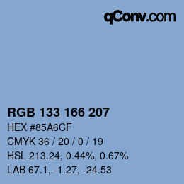 Color code: RGB 133 166 207 | qconv.com