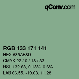 Color code: RGB 133 171 141 | qconv.com