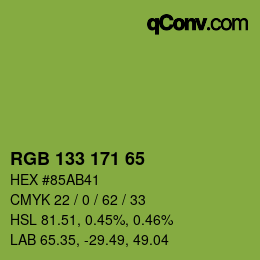 Color code: RGB 133 171 65 | qconv.com