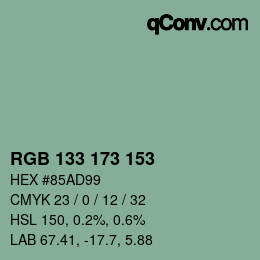 Código de color: RGB 133 173 153 | qconv.com